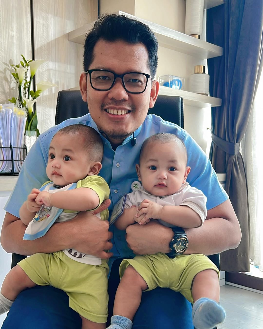 suami Mpok Alpa dan anak kembarnya [instagram]